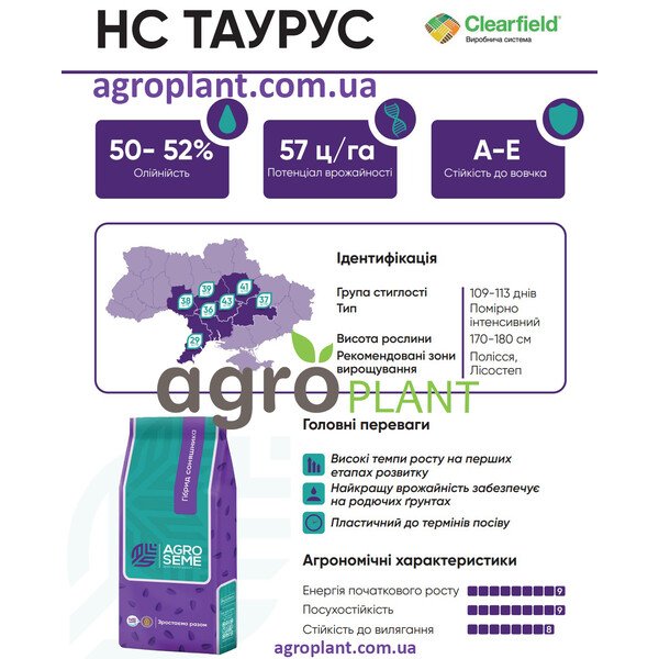 Соняшник Таурус – високоврожайний гібрид НС для технології Clearfield®