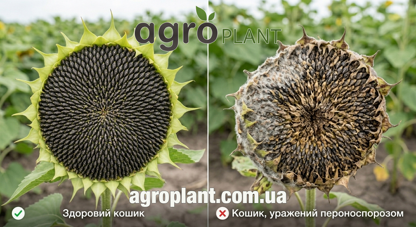 пероноспороз соняшника ураження кошика (до і після)