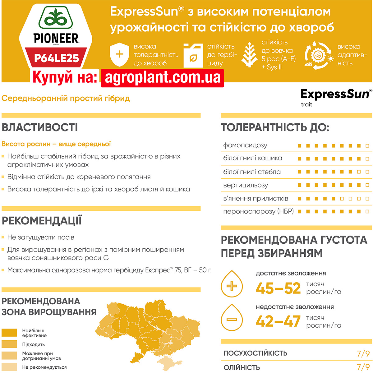 Піонер 25 соняшник характеристики