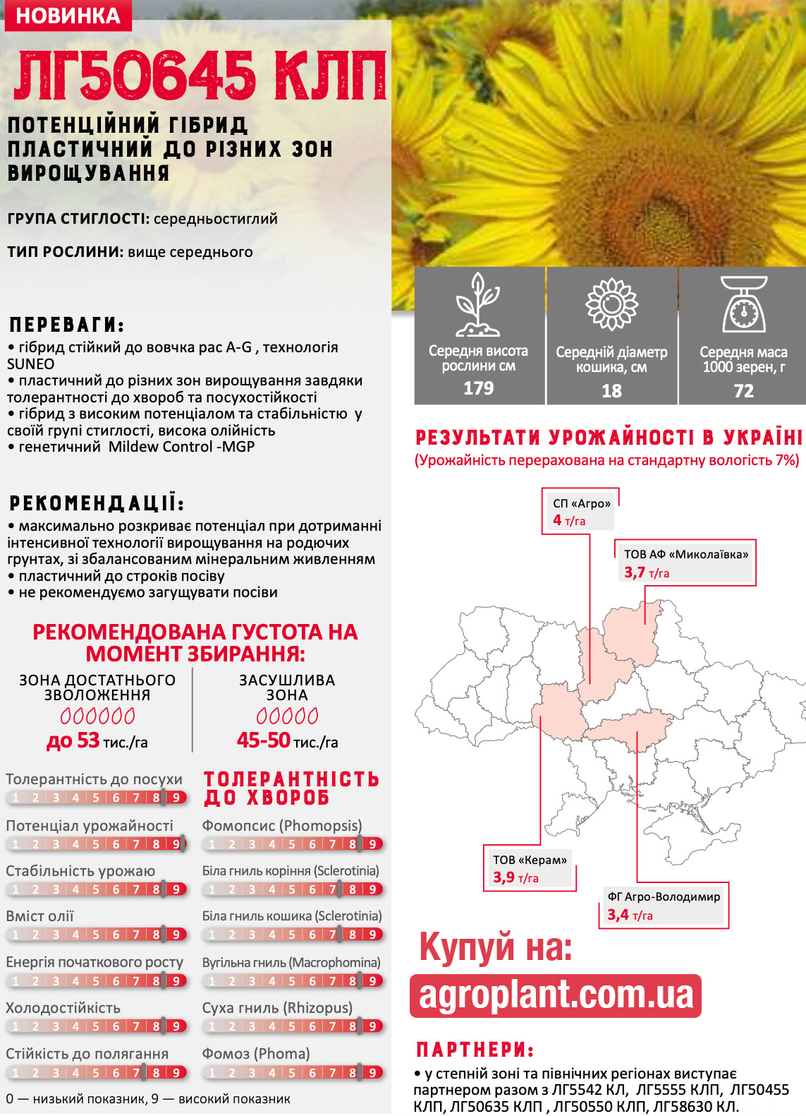 ЛГ 50645 соняшник Лімагрейн характеристики