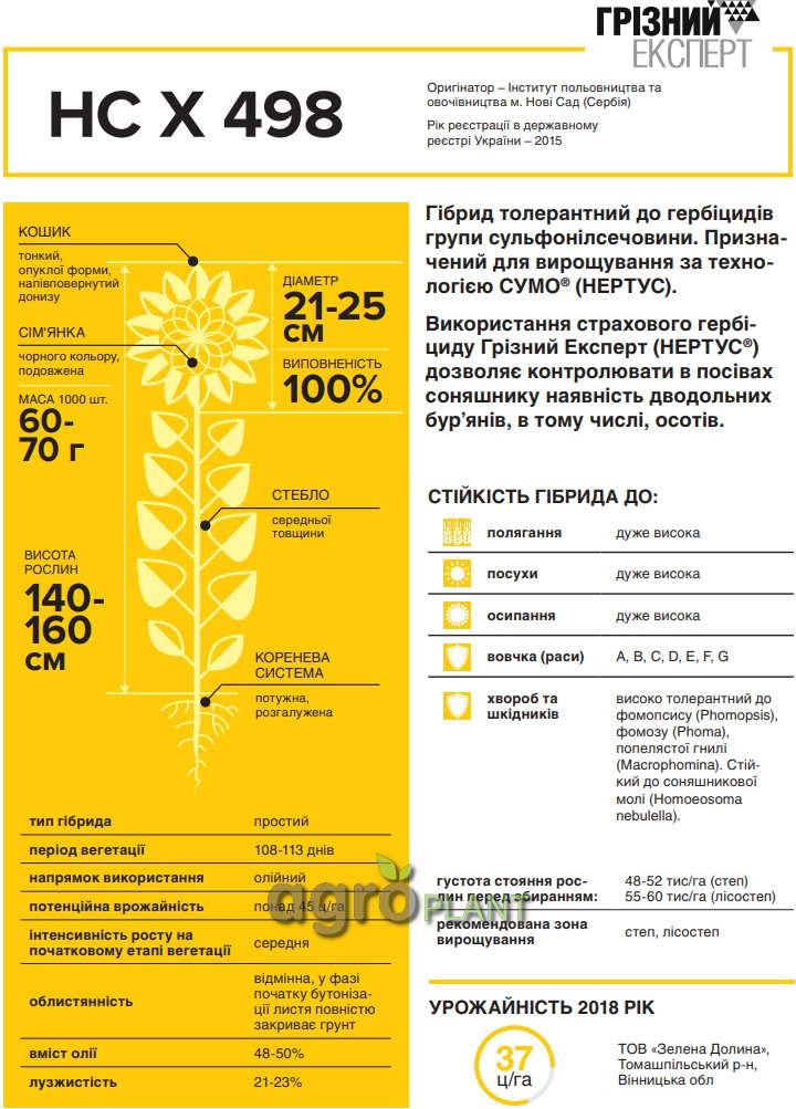 Семена Подсолнечника НСХ 498