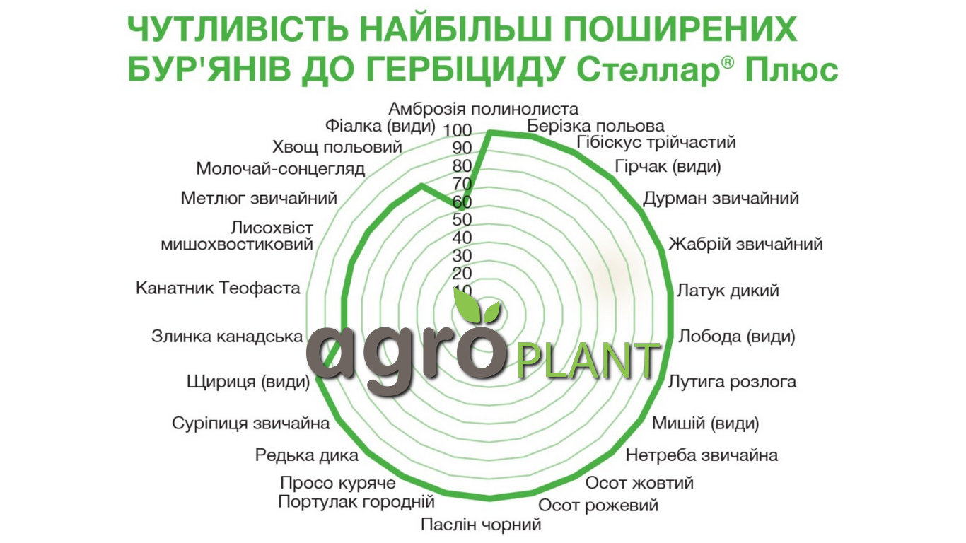 Чутливість до бур'янів Стеллар Плюс