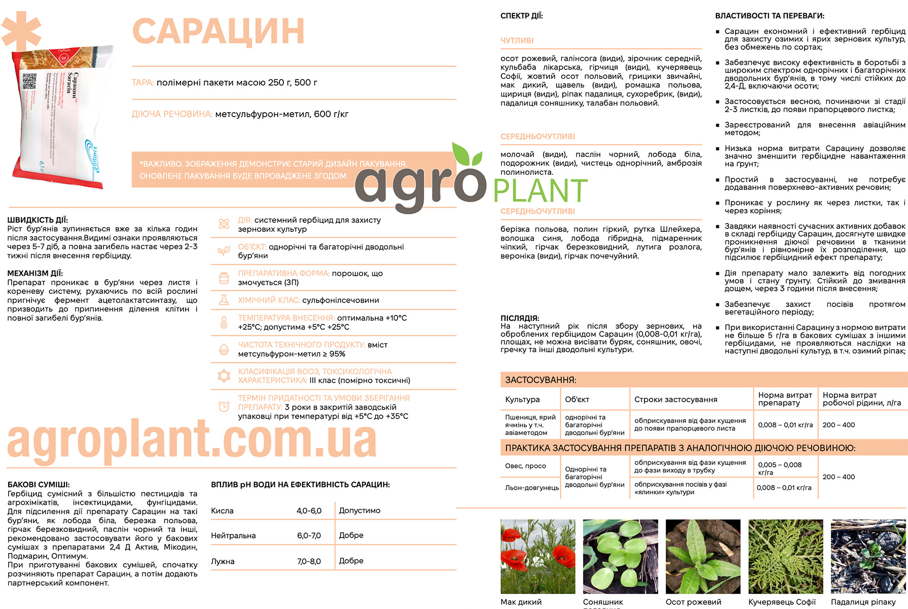 Гербіцид Сарацин (метсульфурон-метил 600 г/кг)