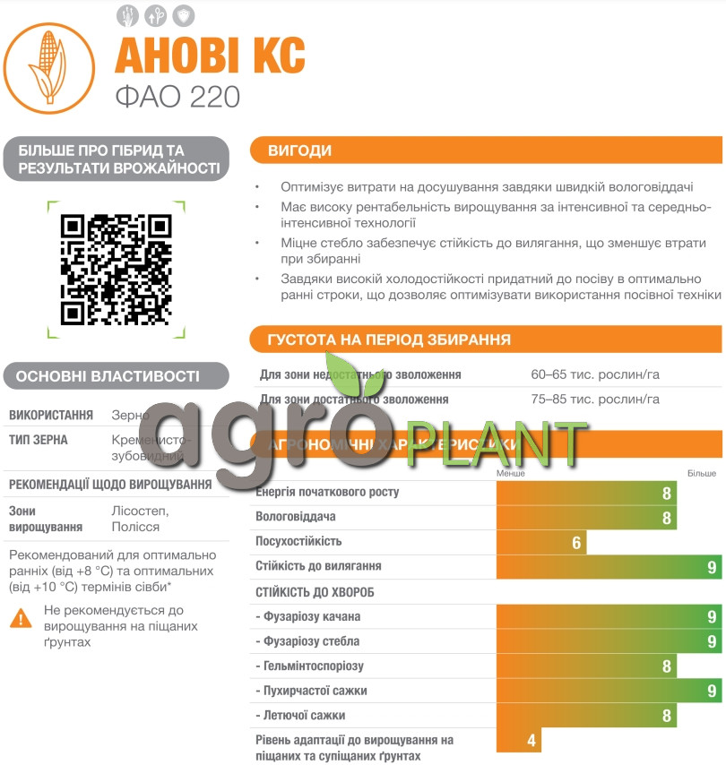Информация о кукурузе Анови из каталога Лидеа / Lidea